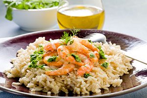 Preparación risotto de gambas